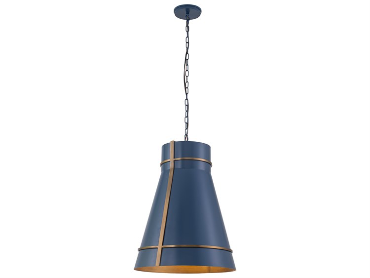 Photos - Chandelier / Lamp Varaluz Brasserie 1-Light Pendant French Blue/Heritage Bronze in Blue 536P01FBBRZ