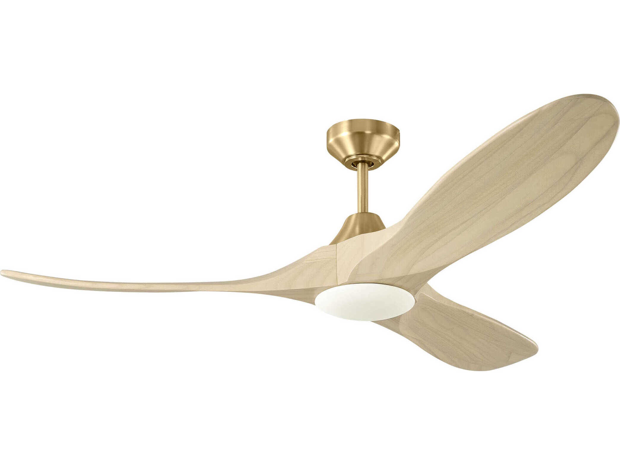 Visual Comfort Fan Collection 3MAVSM52BBSWWOD Maverick 52 inch Burnished Brass with Washed White Oak Blades Indoor/Outdoor Smart Ceiling Fan in Includ