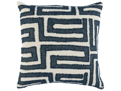 Villa by Classic Home Mia Blue Ivory Throw Pillow