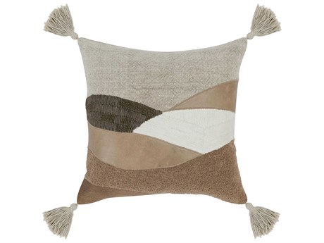 Villa by Classic Home Carve Brown Throw Pillow