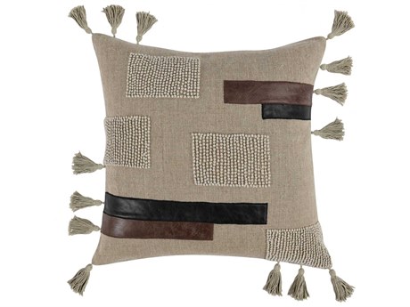 Villa by Classic Home Packer Beige Throw Pillow