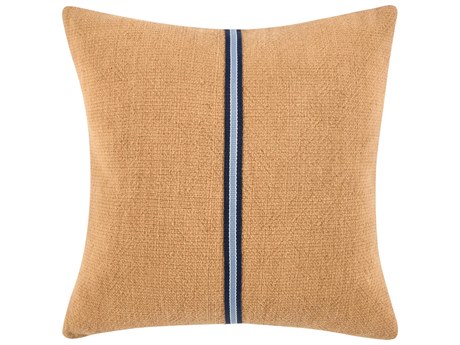 Villa by Classic Home Edwin Chestnut Brown Denim Blue Throw Pillow