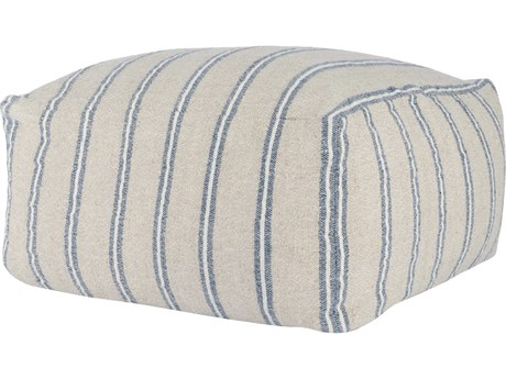 Villa by Classic Home Demi Natural Blue Upholstered Pouf
