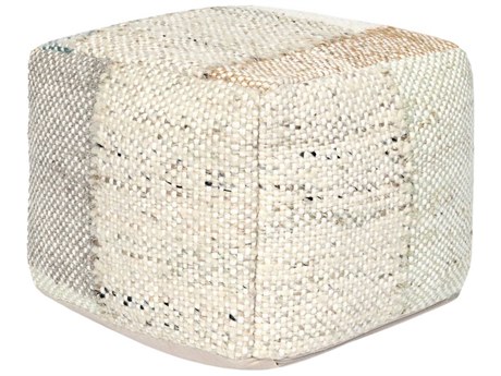 Villa by Classic Home Ritsa Multi White Upholstered Pouf