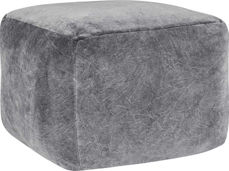 Villa by Classic Home Heirloom Stone Gray Upholstered Pouf
