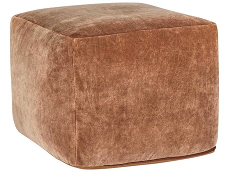 Villa by Classic Home Heirloom Rust Orange Upholstered Pouf