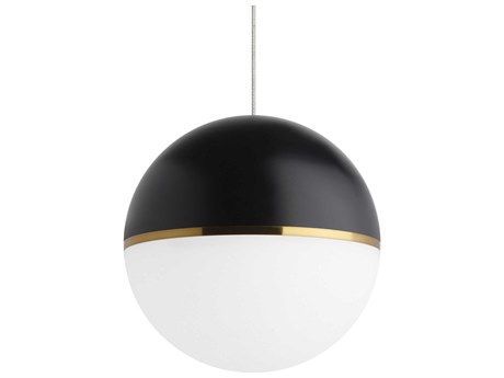 Visual Comfort Modern Akova 1-Light Matte Black Aged Brass Globe Mini Pendant