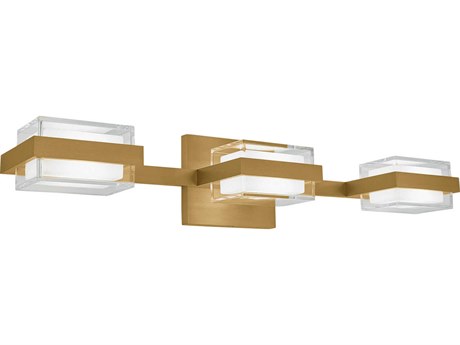 Visual Comfort Modern Kamden 3-Light Natural Brass Vanity Light