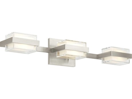 Visual Comfort Modern Kamden 3-Light Satin Nickel Vanity Light