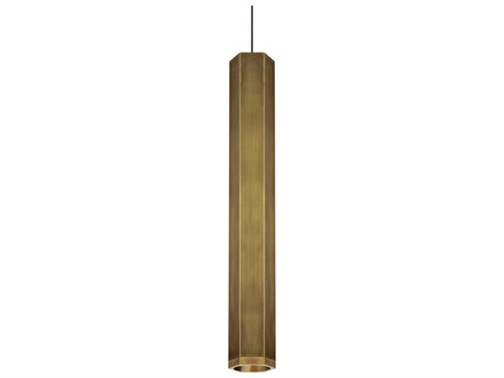 Visual Comfort Modern Blok 1-Light Aged Brass Cylinder Mini Pendant