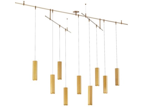 Visual Comfort Modern Blok 9-Light Aged Brass Linear Chandelier