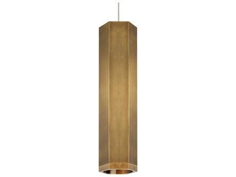 Visual Comfort Modern Blok 1-Light Aged Brass Cylinder Mini Pendant