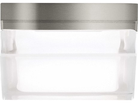 Visual Comfort Modern Boxie 1-Light Satin Nickel Flush Mount