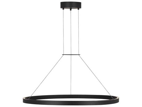 Visual Comfort Modern Fiama 1-Light Black Round Pendant