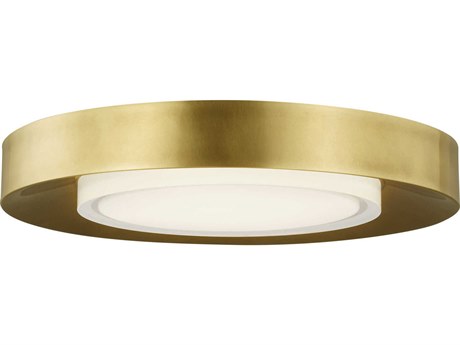 Visual Comfort Modern Hilo 1-Light Natural Brass Round Flush Mount