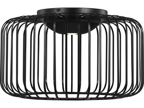 Visual Comfort Modern Kai 1-Light Nightshade Black Flush Mount