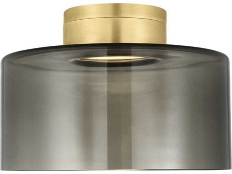 Visual Comfort Modern Manette 1-Light Natural Brass Gray Flush Mount