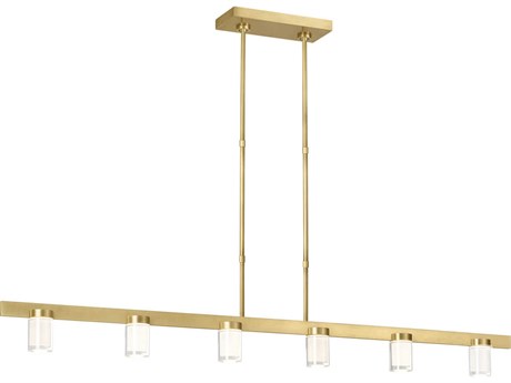 Visual Comfort Modern Esfera 6-Light Natural Brass Linear Island Pendant