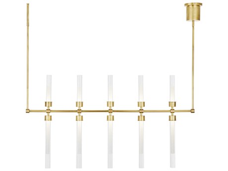 Visual Comfort Modern Linger 10-Light Natural Brass Linear Island Pendant