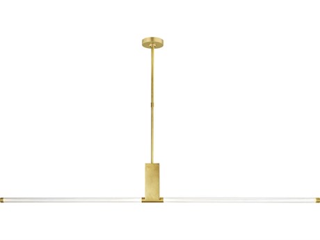 Visual Comfort Modern Phobos 1-Light Natural Brass Cylinder Linear Island Pendant