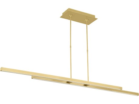 Visual Comfort Modern Stagger 2-Light Natural Brass Linear Island Pendant