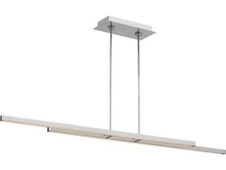 Visual Comfort Modern Stagger 2-Light Polished Stainless Steel Linear Island Pendant