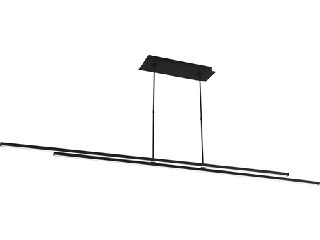 Visual Comfort Modern Stagger 2-Light Nightshade Black Linear Island Pendant
