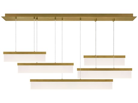 Visual Comfort Modern Sweep 5-Light Aged Brass Geometric Island Pendant