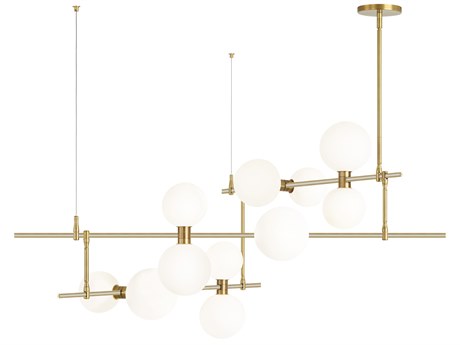 Visual Comfort Modern Rail 12-Light Aged Brass Chandelier