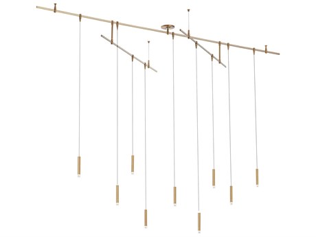Visual Comfort Modern Moxy 9-Light Aged Brass Linear Chandelier