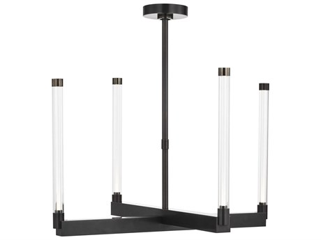 Visual Comfort Modern Phobos 4-Light Dark Bronze Cylinder Chandelier