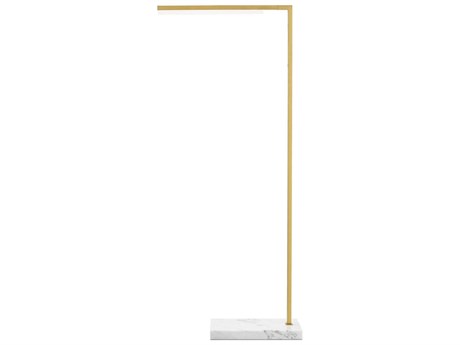 Visual Comfort Modern Klee Natural Brass White Marble Floor Lamp