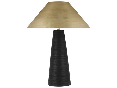 Visual Comfort Modern Karam Natural Brass Black Table Lamp
