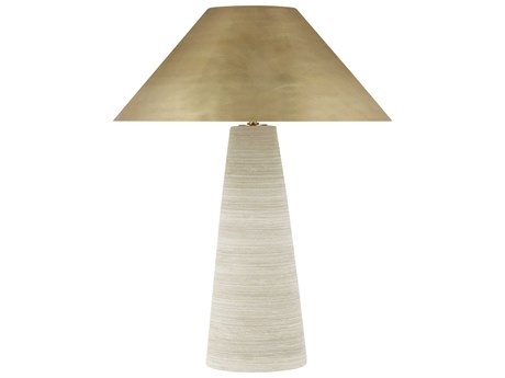 Visual Comfort Modern Karam Natural Brass Cream White Buffet Lamp