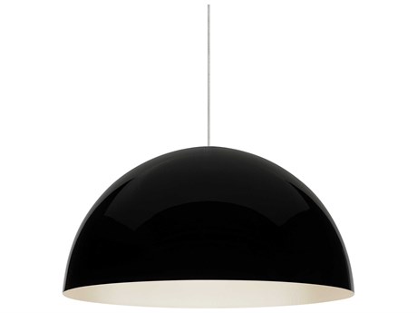 Visual Comfort Modern Powell Street 1-Light Black White Dome Mini Pendant