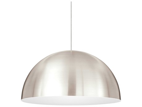 Visual Comfort Modern Powell Street 1-Light Satin Nickel White Dome Mini Pendant