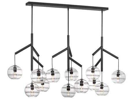 Visual Comfort Modern Sedona 12-Light White Black Globe Island Pendant