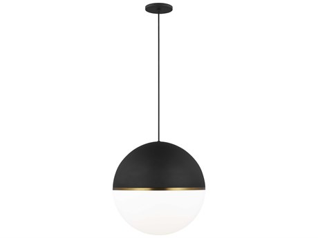 Visual Comfort Modern Akova 1-Light Matte Black Aged Brass Globe Pendant