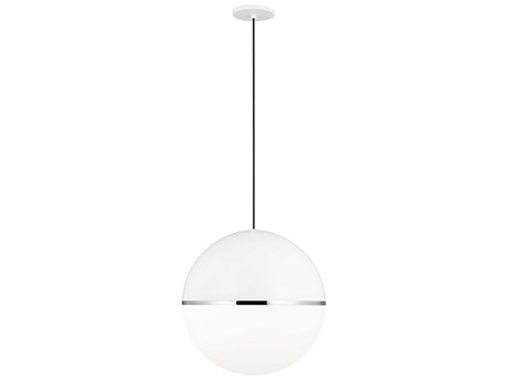 Visual Comfort Modern Akova 1-Light White Chrome Globe Pendant