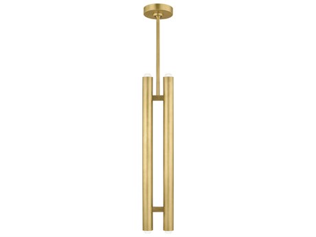 Visual Comfort Modern Ebell 2-Light Natural Brass Cylinder Mini Pendant