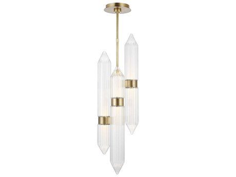 Visual Comfort Modern Langston 3-Light Plated Brass Mini Pendant