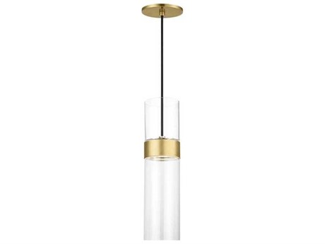 Visual Comfort Modern Manette 1-Light Natural Brass Cylinder Mini Pendant