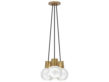Visual Comfort Modern Mina 3-Light Natural Brass Globe Mini Pendant