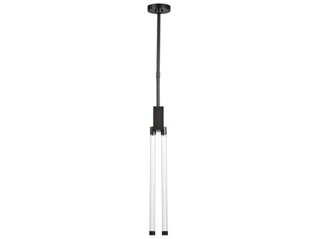 Visual Comfort Modern Phobos 2-Light Dark Bronze Cylinder Linear Mini Pendant
