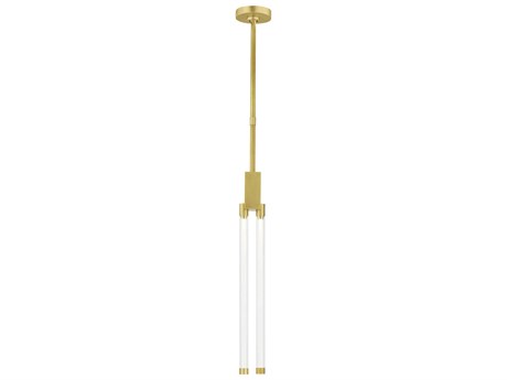 Visual Comfort Modern Phobos 2-Light Natural Brass Cylinder Linear Mini Pendant