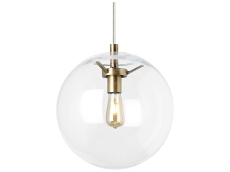 Visual Comfort Modern Palona 1-Light Aged Brass Clear Globe Pendant