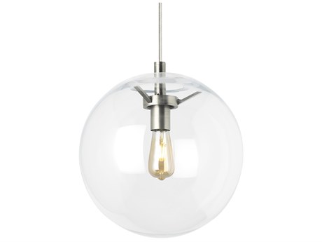 Visual Comfort Modern Palona 1-Light Satin Nickel Clear Globe Pendant