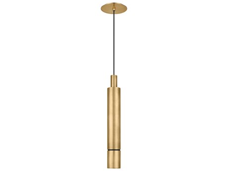 Visual Comfort Modern Sottile 1-Light Natural Brass Cylinder Mini Pendant
