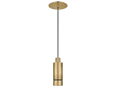 Visual Comfort Modern Sottile 1-Light Natural Brass Cylinder Mini Pendant