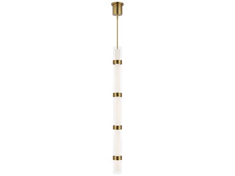 Visual Comfort Modern Wit 1-Light Aged Brass Cylinder Linear Mini Pendant